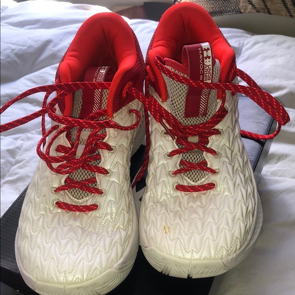 Under Armour Other - Under Armour White & Red Athletic Sneakers